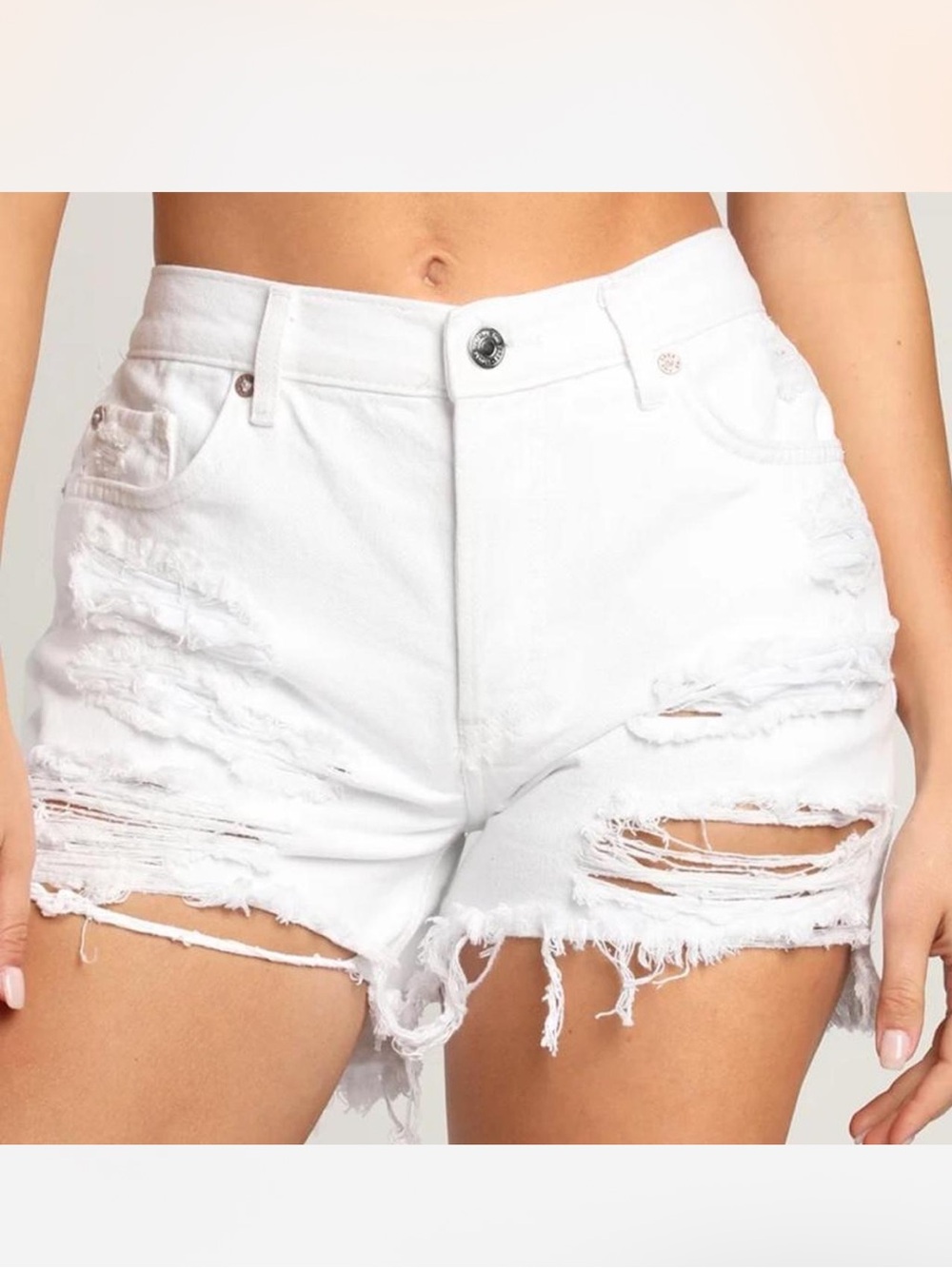 NWT We The Free People Maggie White Distressed Shorts size 26